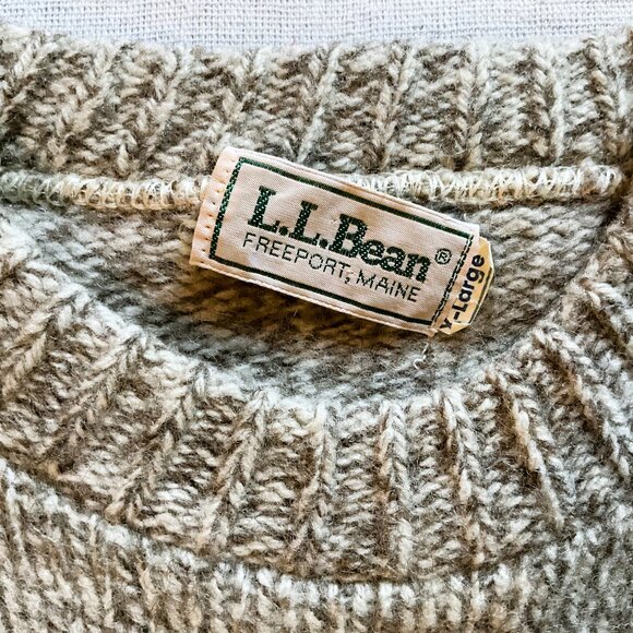 Vintage LL Bean Men’s Classic Ragg Wool Crewneck Sweater, Oatmeal, Sz XL - Picture 3 of 5
